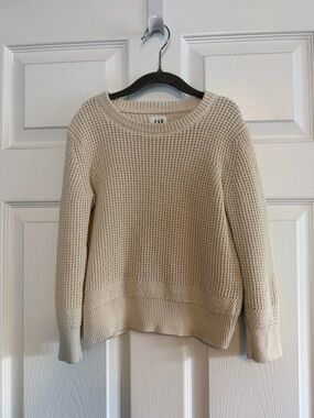 GAP Cream Waffle-Knit Crewneck Sweater
